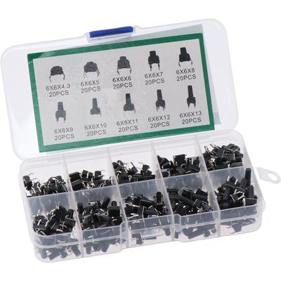200Pcs 4 Pin Tactile Push Button 6x6 Mm Pushbutton Switches Touch Switch  Breadboard Arduino PCB