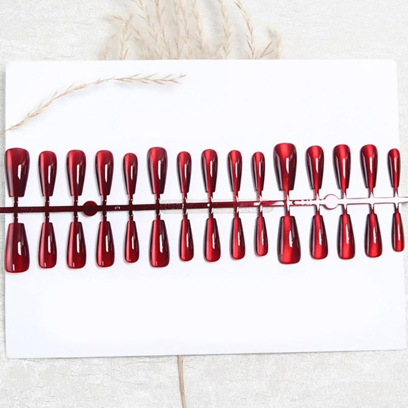 30pcs Cats Eye Press on Nail Almond/Short Square/Coffin Fake Nail Acrylic False Nail,Stick on Nail Glues on Nail Kit