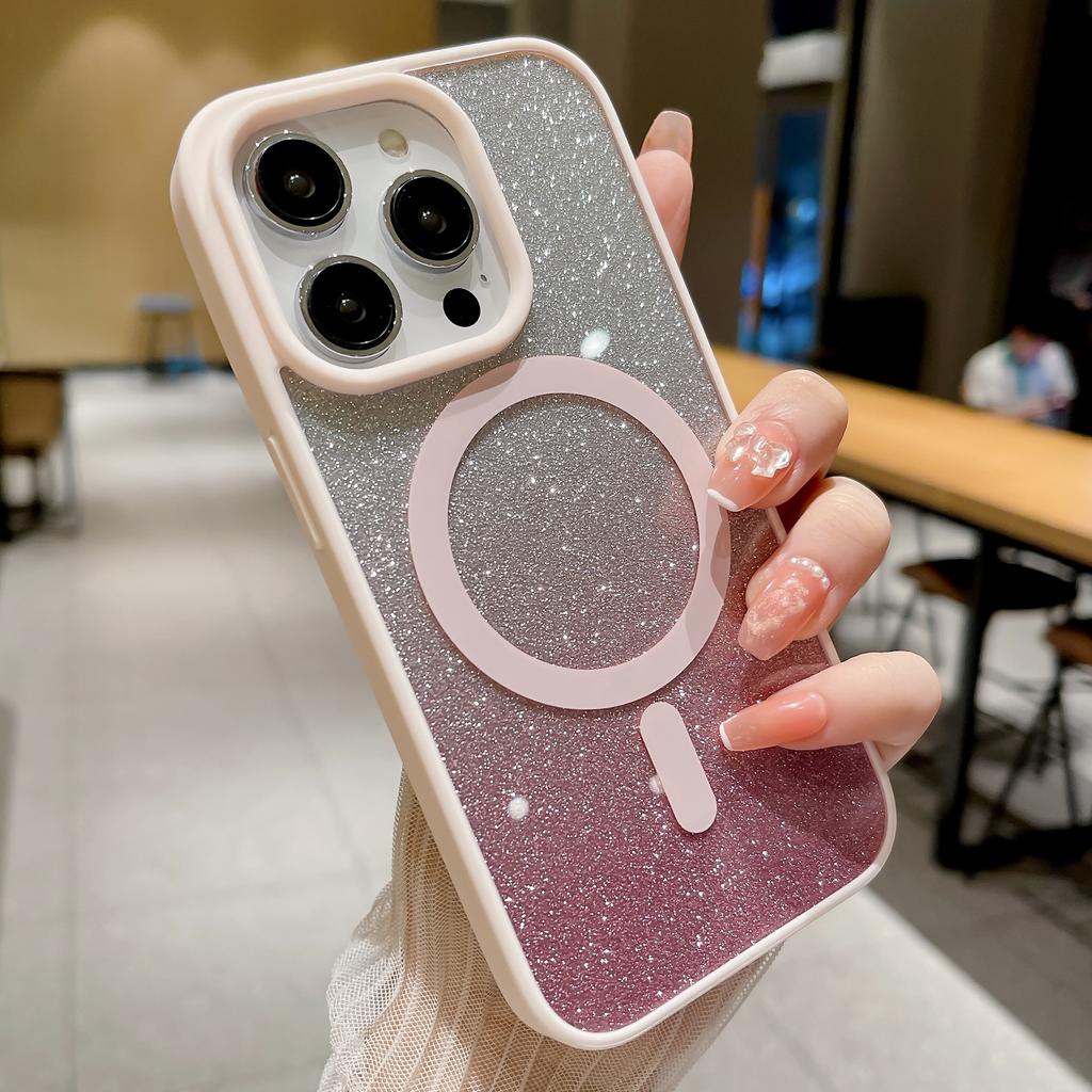 The IPhone16 Is Equipped with An Apple 14/15 Magnetic Phone Case, Featuring A Skin-feel 13promax Glitter 12 Acrylic Drop Resistance