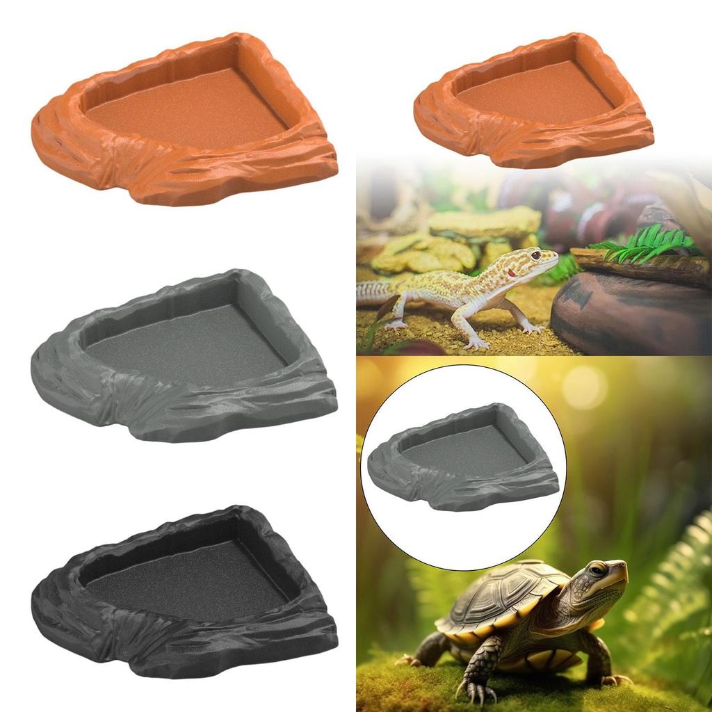 Reptile Bathing Pool Terrarium Bowl Realistic Decor Corner Tortoise Water Food Bowl for Semi Aquatic Turtle Snake Chameleon