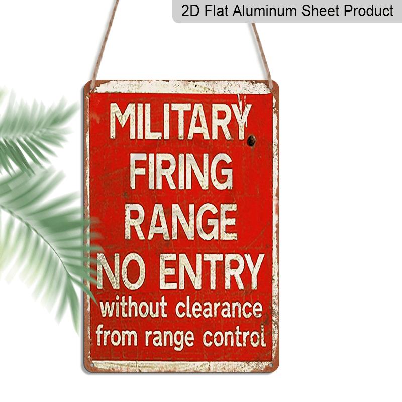 

2D Flat, 1pc Vintage Military Firing Range No Entry Sign - Rustic Metal Aluminum Wall Decor, 8x12 Inches, Aluminum Construction, Perfect for Garage 20*30cm