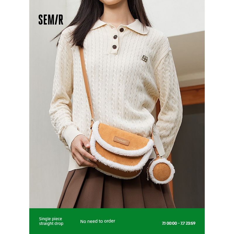 

Senma Bag Saddle Bag Women Outing Small Carrying Bag Texture Shoulder Bag Fashion Imitated Chamois Messenger Bag Fashion Brand Backpack Caramel Brown 51101