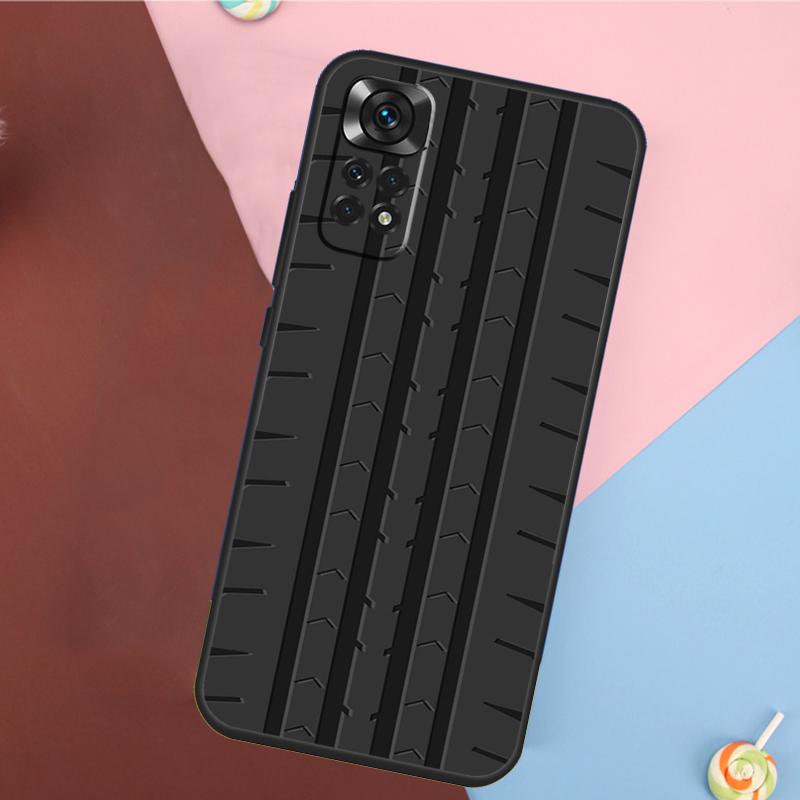 Black Tyre Tread Texture Cover For Xiaomi Redmi Note 13 Pro 14 12 11 9 10 9S 10S 11S 12S Redmi 10C 12C 13C 14C Case