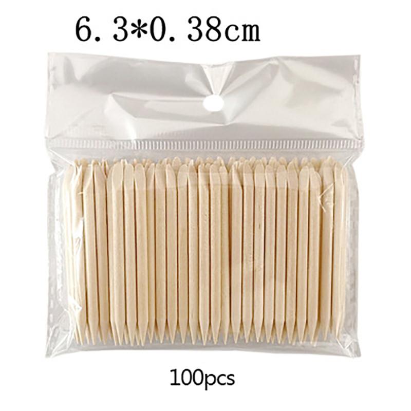

100 шт. Деревянные пушеры для кутикулы, ремувер, дизайн ногтей, палочки из апельсинового дерева, инструменты 6.3CM