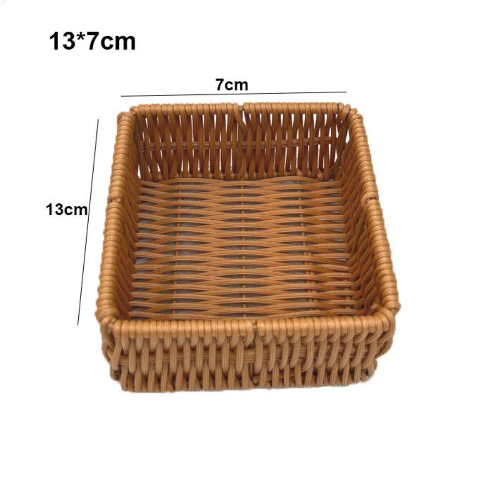 Khaki Rattan Wicker Woven Serving Baskets Hardness Rattan Basket Bread Fruit Vegetables Basket