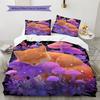 Red Fox with Mushrooms Pattern Bedding Quilt Set  Home Decoration  Gift (1 * duvet cover + 2 * pillowcase  without core)