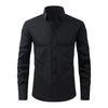 Herren Langarm Slim Fit Hemd mit Knöpfen Uni Schwarz