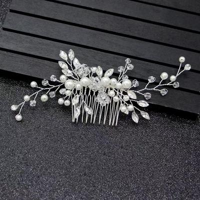 Pettine per capelli da sposa 2025: Elegante Tiara con Perle e Strass per Banchetti