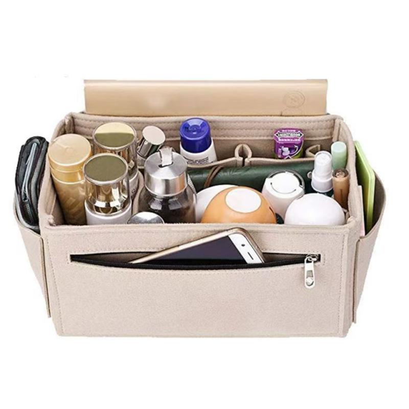 Make Up Organizer Felt Cloth Handbag Organizer Insert Bag Travel Inner Purse Portable Cosmetic Bags Fits Speedy Neverfull