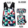 Classic Novelty Creative color blocking 3D Print 3pcs/Set School Bags Laptop Daypack Backpack Inclined shoulder bag Pencil Case