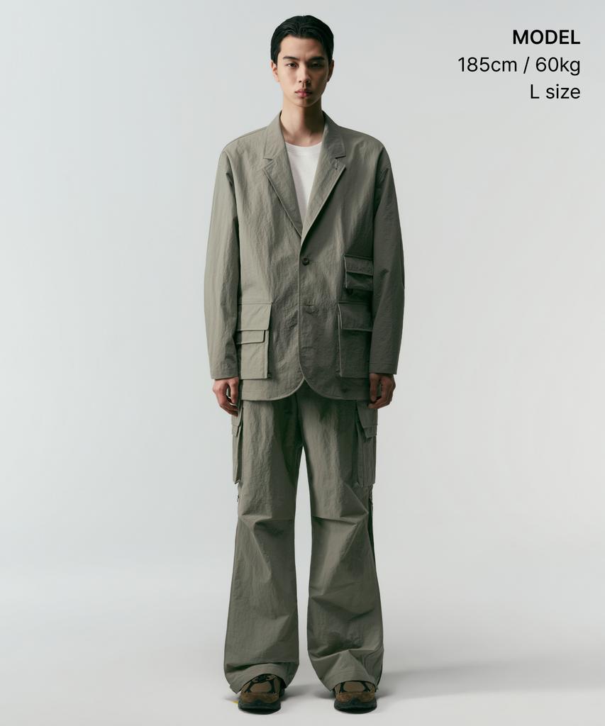 Musinsa Standard [City Leisure] Loose Fit Utility Blazer [Light Khaki Grey]
