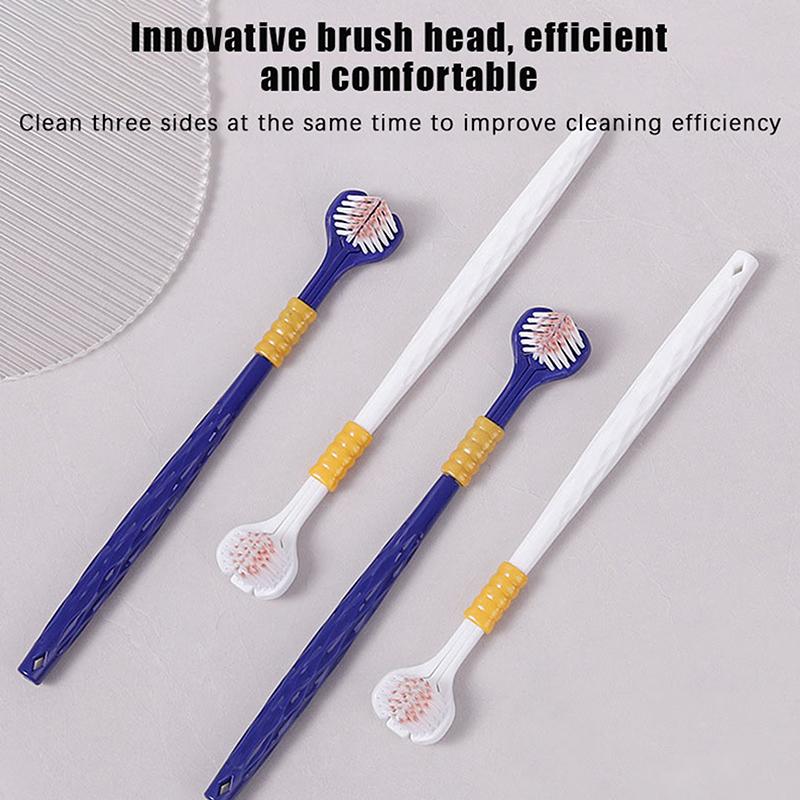 6 Pcs Family Soft Bristled Three Sided Toothbrush - Efficient Cleaning Three Headed Manual Toothbrush