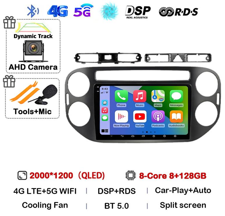 Android 14 Auto Carplay pentru VW Volkswagen Tiguan 1 NF 2006 2008-2012 2013 2014 2015 2016 Radio auto Multimedia Player GPS Stereo