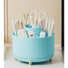 360° Rotating Makeup Organizer Plastic Cosmetic Storage Multi-Functional Brush Holder with 5 Compartments for Vanity Desk