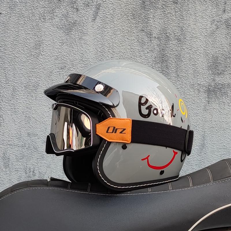 ORZ high-quality motorcycle retro helmet 3/4 semi covered helmet couple scooter cascos para moto capacetes de moto