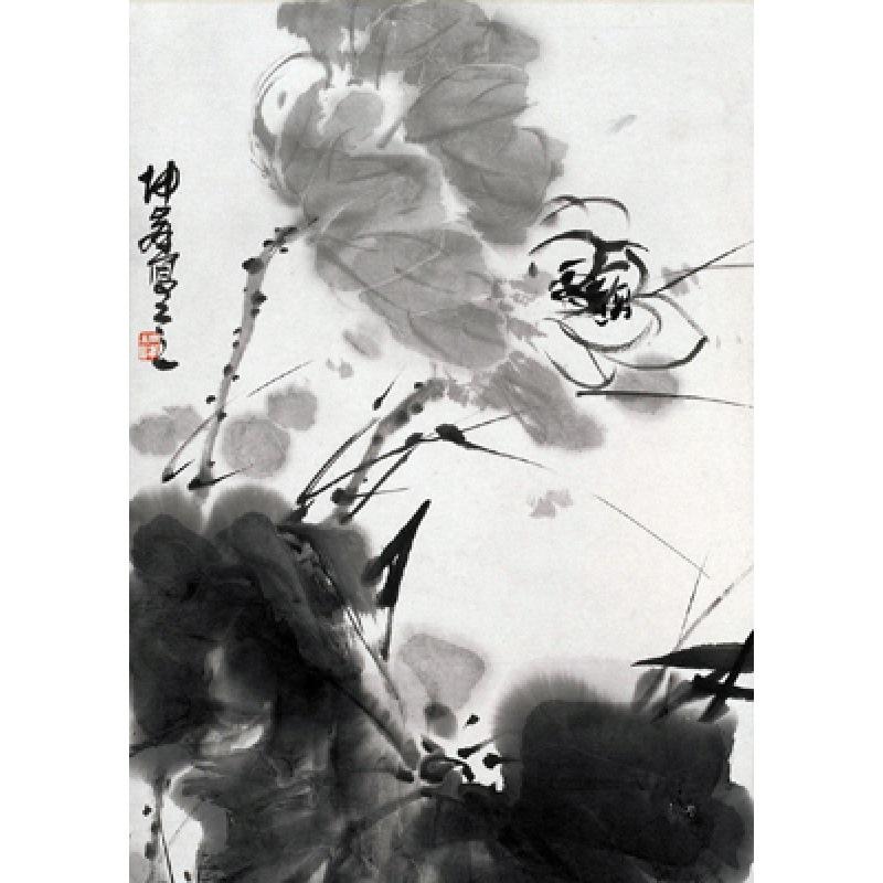 Framed Lotus Flower Art Poster - Decorative Chinese Painting on Kraft Paper with Free Shipping