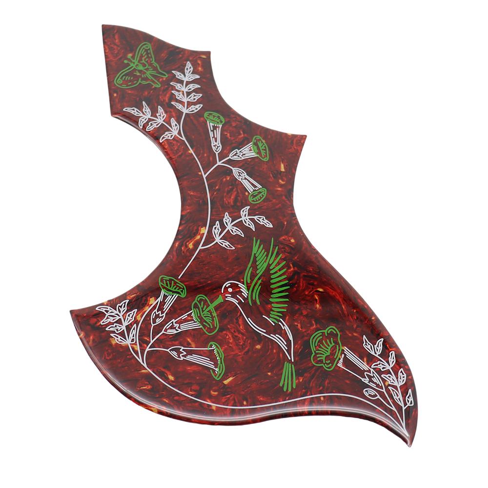 1R Hummingbird Flower Decorative Celluloid & Crystal Epoxy Resin Guitar Pickguard Anti-scratch Plate for Folk Acoustic Guitar