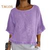 Damen Kurzarm-Oberteil Frühling Sommer Rundhalsbluse Lässige Loose Fit Pullover Shirt für den Alltag Büro Party Reisen