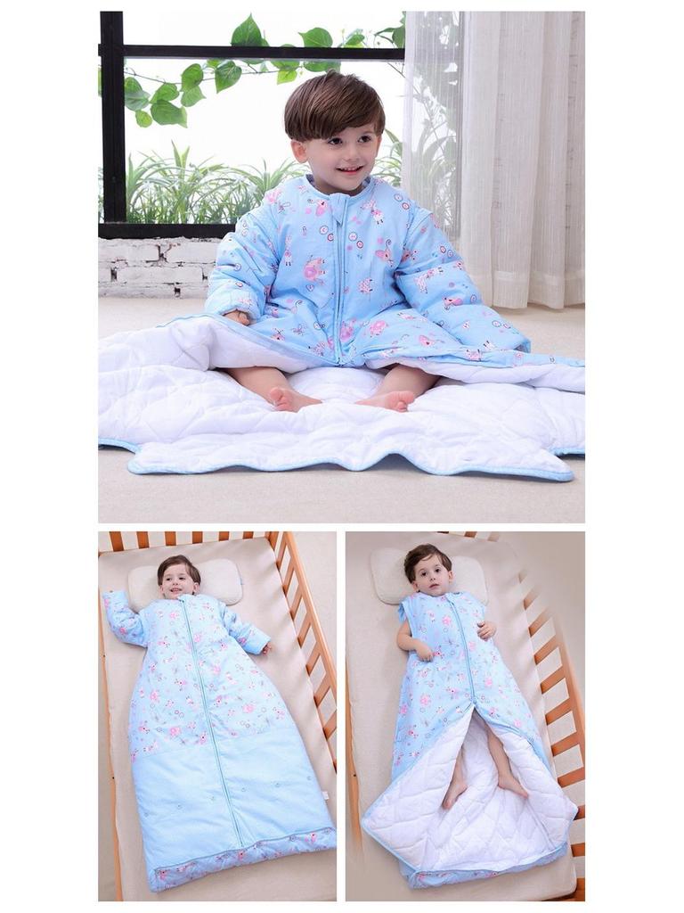 Clearance: Pure Cotton Baby Sleeping Bag – All-Season, Thick, Anti-Kick Quilt for Mid-Large Children with Free Shipping!