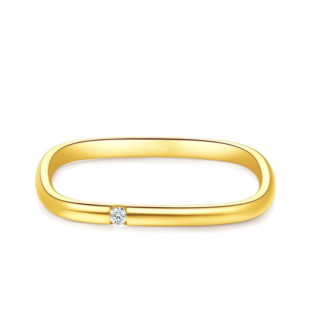 Gold Titan Quadrat Diamantring - Schlichter, trendiger Edelstahlschmuck für Paare
