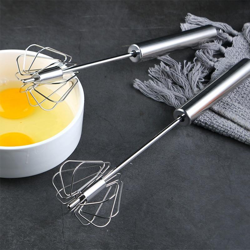 Cucina Acciaio Inossidabile Frusta Montapanna Semiautomatica Rotativa Manico Vaso Legno di Faggio Frullatore a Mano G041