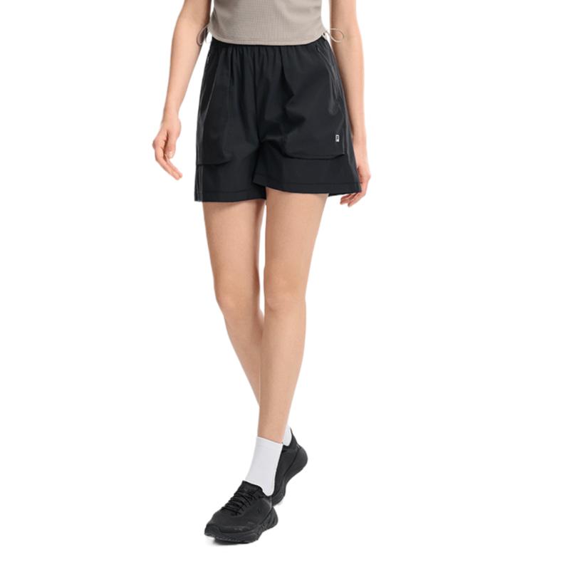 Fila Fitness Mid Waist Solid Color Elastic Casual Shorts Women shorts A11W621804F-BK