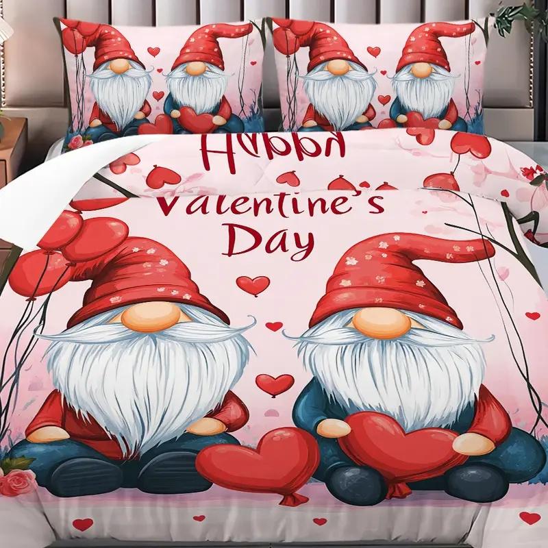 Love Heart Duvet Cover Set Microfiber Bear Comforter Cover Soft Romantic Bedding Sets Valentine's Day For Girls  Valentine's Day