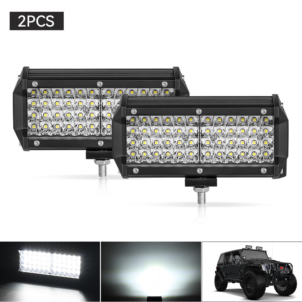 1/2Pcs 7 Inch Bar Light 4 Rows Work Light Combo Beam for Driving Offroad Boat Car Tractor Truck 4x4 SUV 12V 24V Headlight