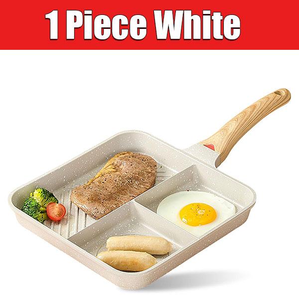 Nonstick 3-in-1 Divided Frying Pan Aluminium Square Big Grill Skillet with Bakelite Handle Omelette Egg Breakfast Frying Pan
