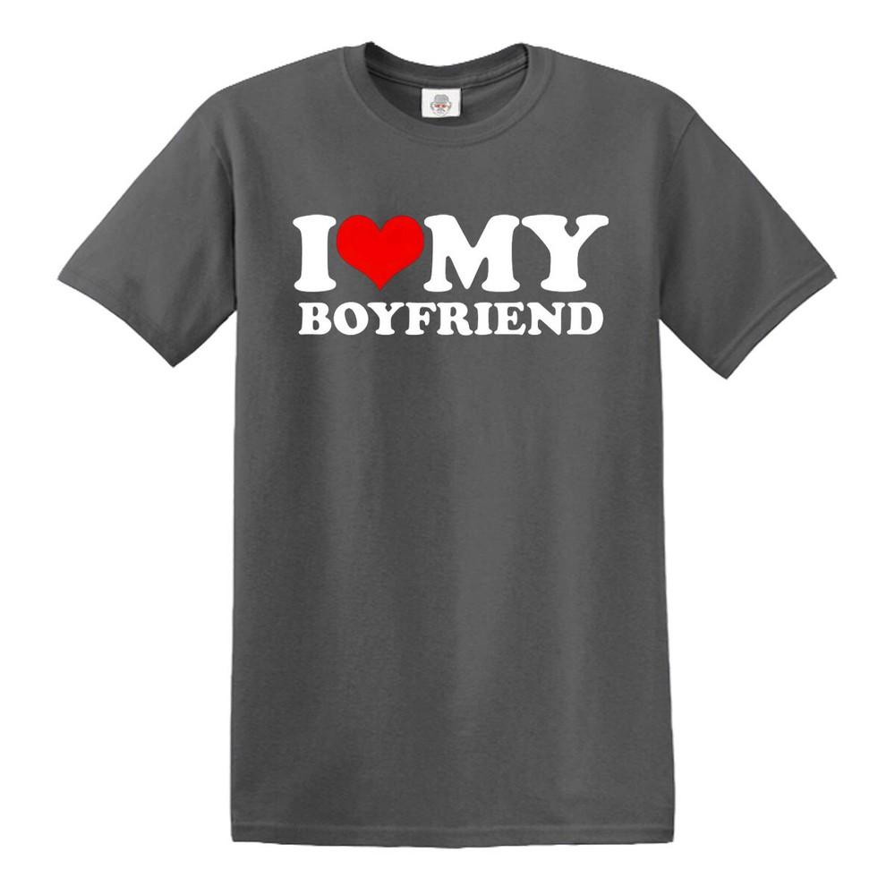 Funny I Love My Boyfriend Heart Gift Joke Novelty Unisexs TShirts Tee Top