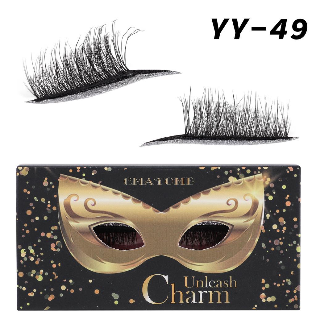 1 Pair Of Self-Adhesive Color Eyeshadow False Eyelashes, Holiday Style, Natural Thick Curled Eyelashes