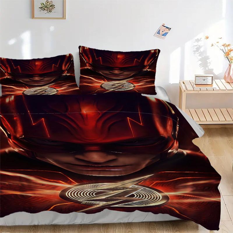 

Набор пододеяльников с символом Флэша, 3 шт., 1 пододеяльник + 2 наволочки (Без вкладыша), Печать высокого разрешения для всех сезонов, Прочный yy251103064 135x200cm