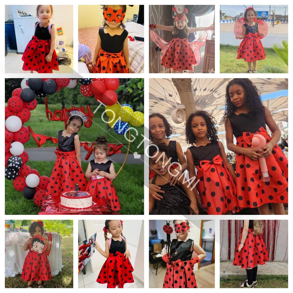 Girls' Vintage Polka Dot Christmas Party Dress - Princess Costume