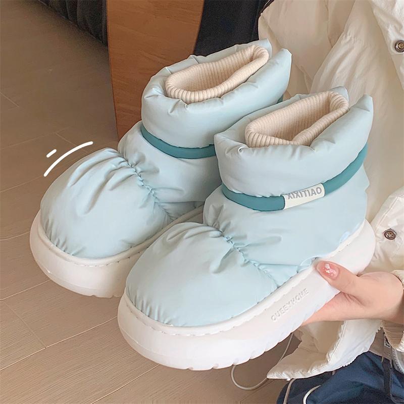 Fashion Women's Waterproof Down Cotton Padded Shoes Warm Plush Thick Bottom Snow Boots Women 2025 Platform Non-Slip Winter Ankle Boots