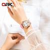OPK 8611 Fashion Quartz Watch for Lady Diamond Bezel Leather Strap Waterproof Luminous Original Women's Dress Wristwatch