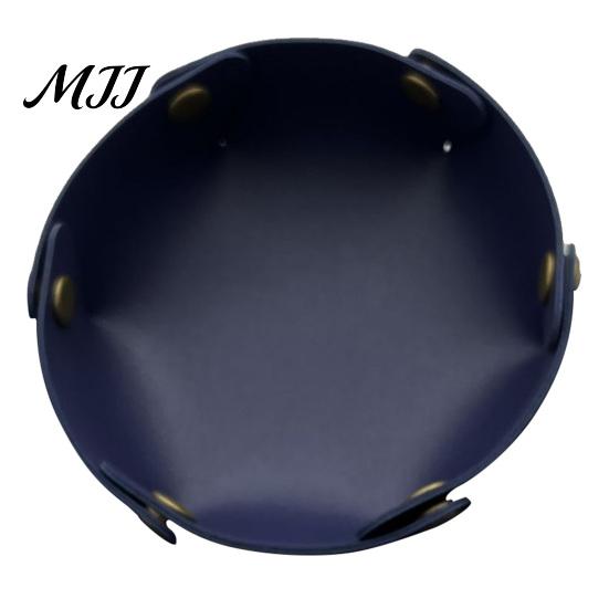 Home Office Storage Solution PU Leather Folding Tray, Waterproof Portable Jewelry Dish, Trinket Dish Retro Rivet Desktop Organizer Tray for