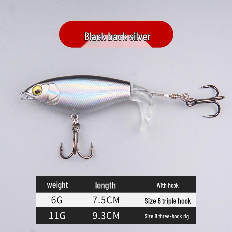 

Surface Tractor Long Cast Fishing Lure - Artificial Bait for Bass and Snakehead, Floating Pencil with Propeller for Freshwater Fishing 11g
