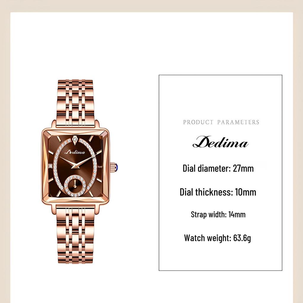 Roségoldene Damen Diamantuhr - High-End Mode, Zwei-Zeiger-Werk, TikTok viraler Stil