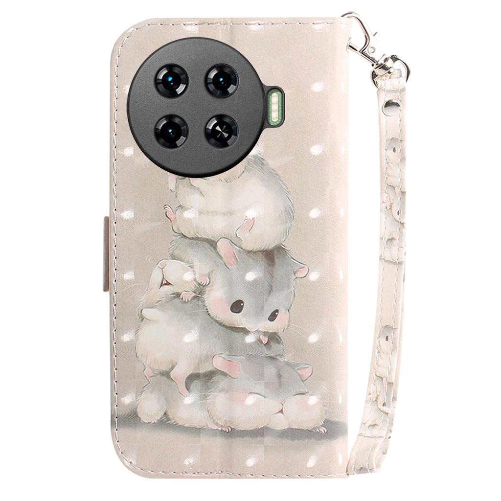 For TECNO Spark 20 Pro+ Case with Strap Pattern Printed Leather Wallet Phone Cover