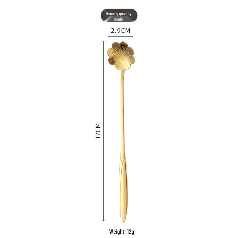 Cherry Blossom Stainless Steel Long Handle Coffee Spoon