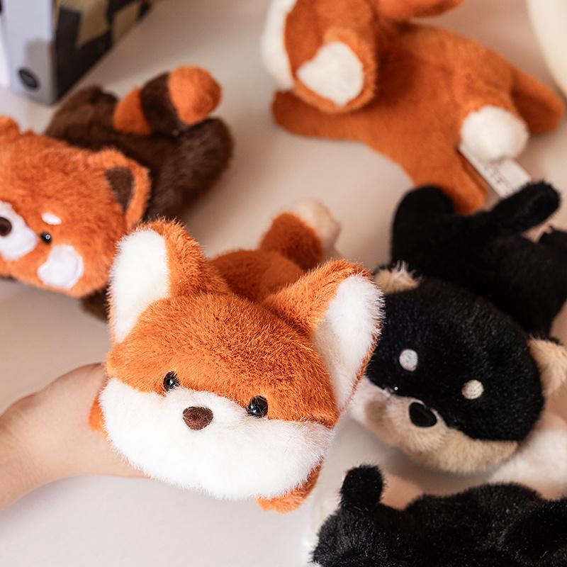 1Pc 17cm Kawaii Lying Fox Raccoon PigShiba Inu Black Cat Plushie Doll Cute Animal Toy Accompany Dolls Funny Birthday Xmas Gift