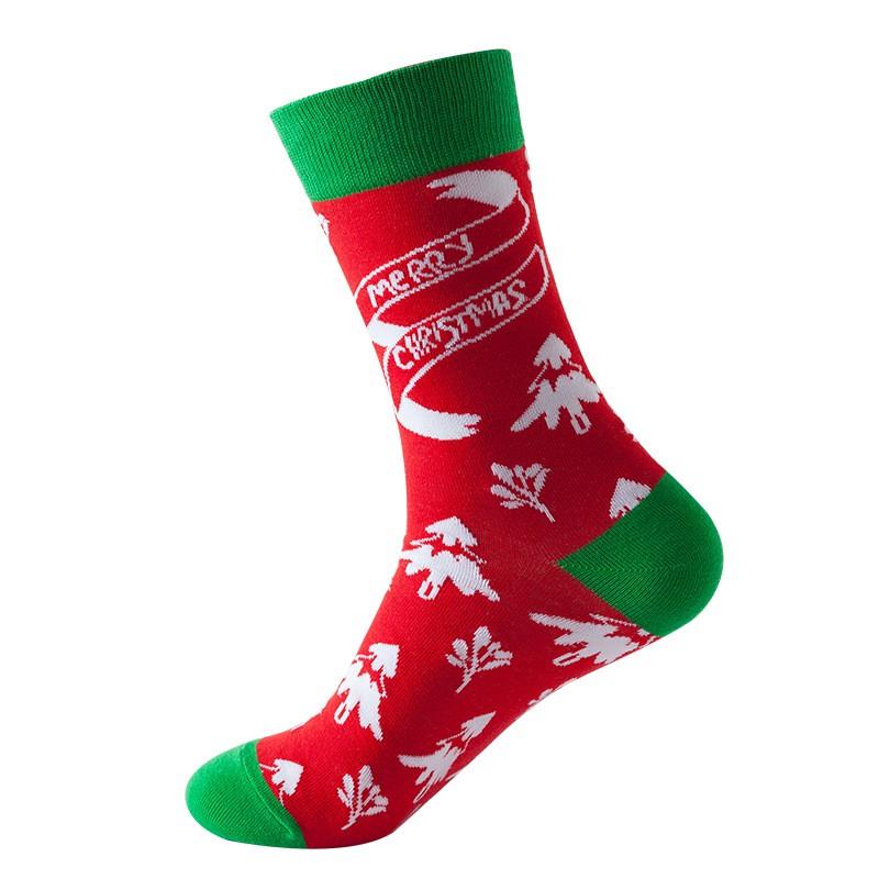 Creative Christmas Socks Cartoon Snow Tree Mid-Calf Cotton Blend Casual Men Women