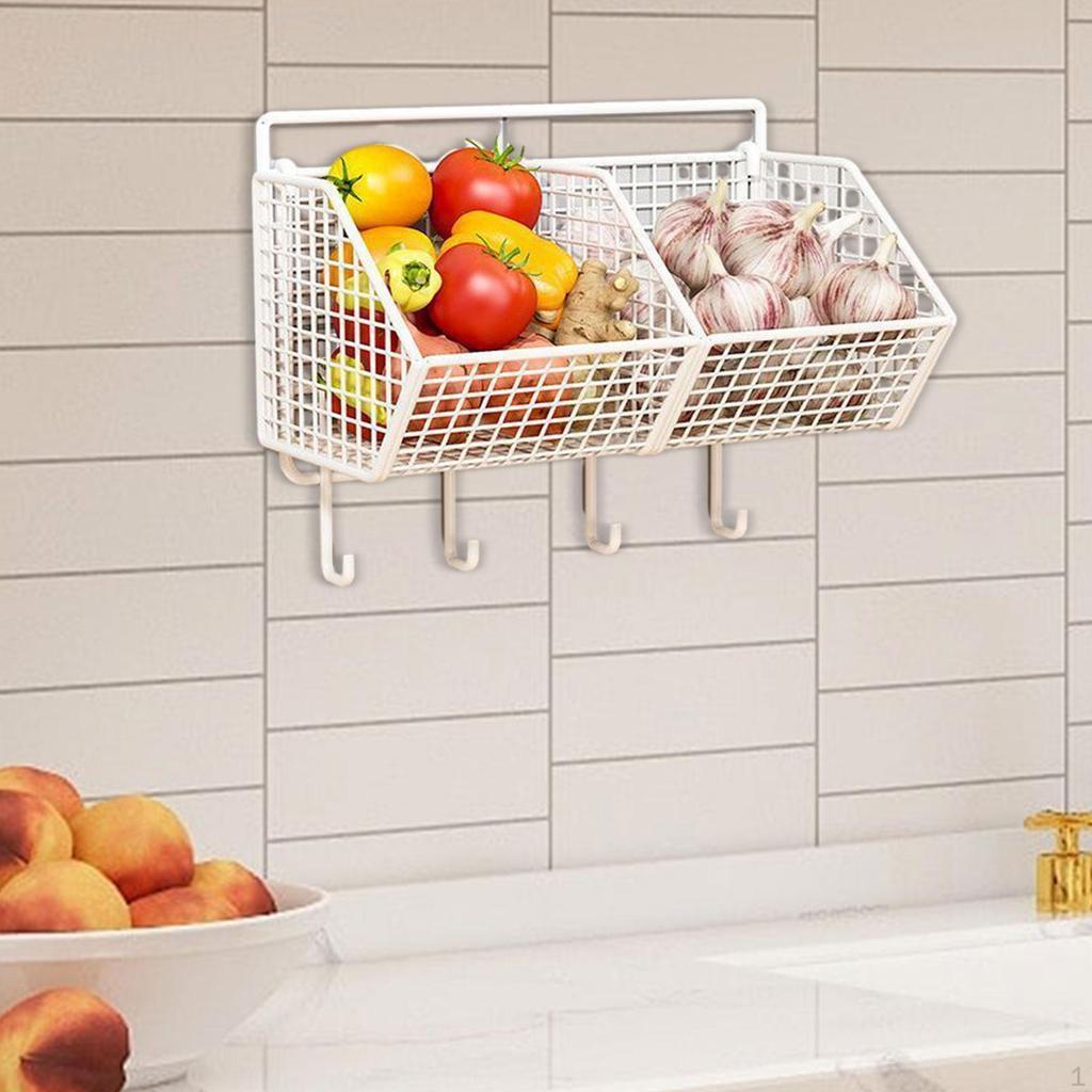 Garlic Ginger Storage Basket for Household Restaurant Farmhouse Black 2 Grids