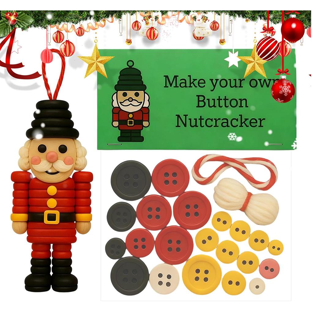 2025 New DIY Button Snowman Ornament Kit Fun Christmas Button Decoration Craft Kit Christmas Tree Hanging Decorations