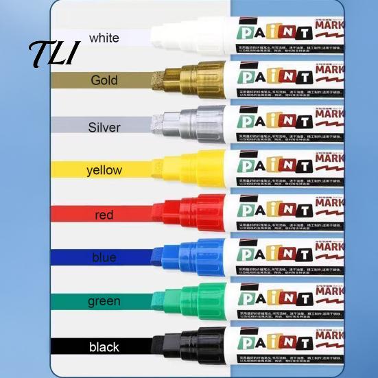 Plastic Surface Paint Pens 12 Colors Flat Tip Marker, Oil Based Broad Pen for Metal Tire Steel Glass Leather, Waterproof Quick Dry Touch Up