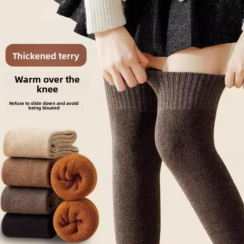 Sock Gloves Women Knee-length Cold Leg Long Stockings Nine-inch Looped Knee Pads Winter and Autumn Thick Looped and Padded Long Socks