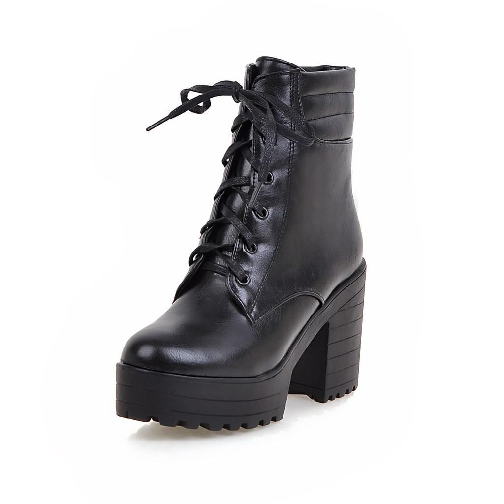 Women's Boots Ankle New High-quality Korean Version Spring and Autumn Winter Thick Heeled in White 9.5CM Square Heel Women Shoes
