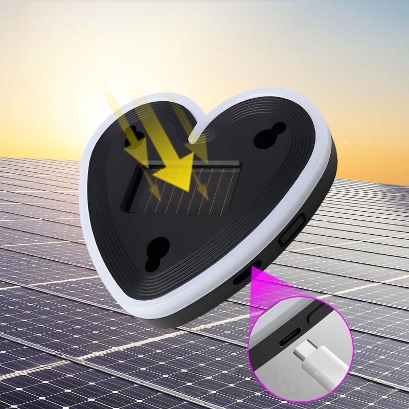 1 Set Heart-Shaped Rgb-Free Color-Changing Interior Wiring Free Atmosphere Light Solar-Powered Led Car Window Neon Lights