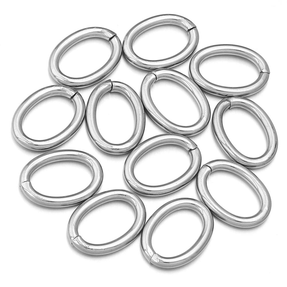 20pcs/lot Oval Stainless Steel Open Jump Rings Connectors Split Rings For DIY Bracelets Jewelry Making Materials Accessories