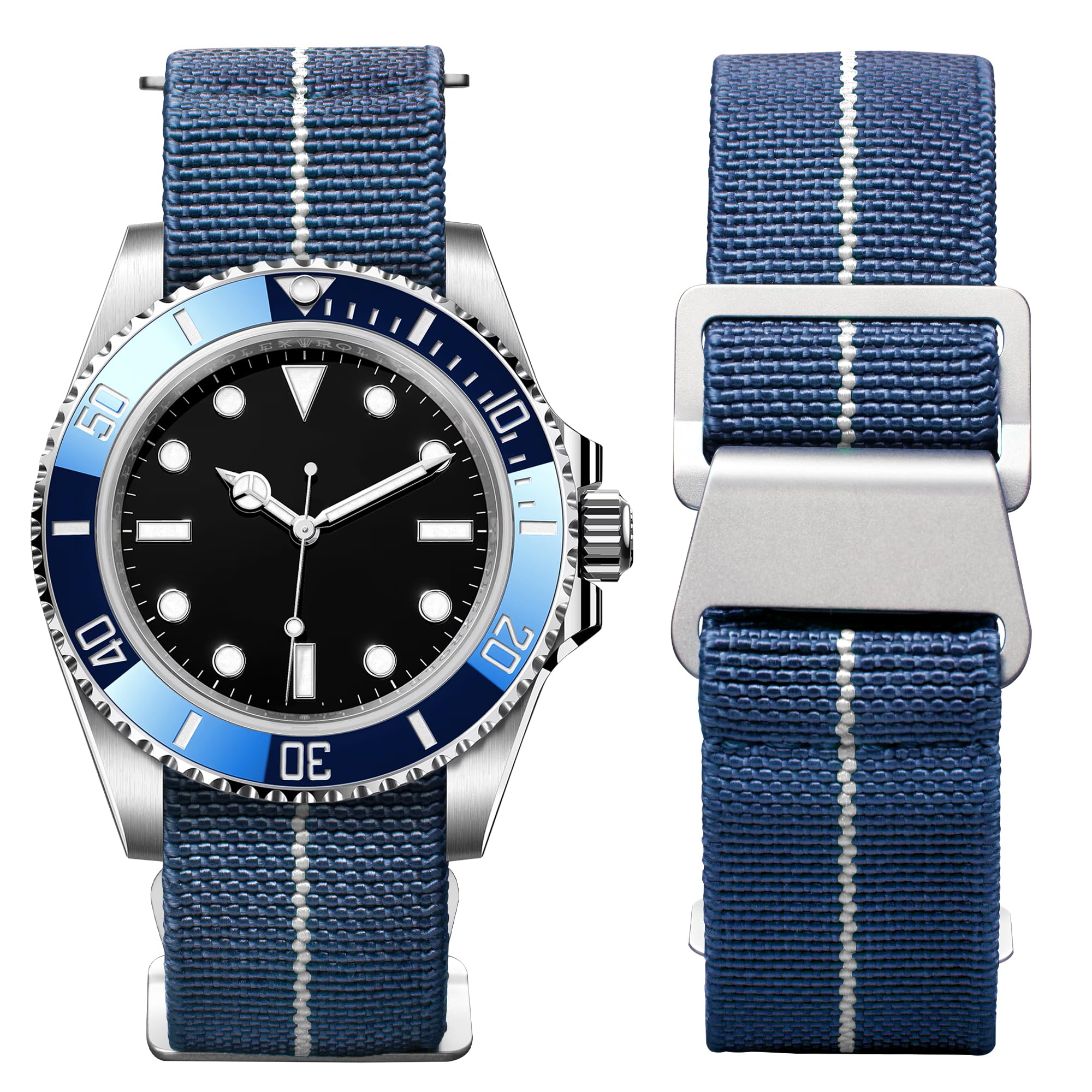 

[BINLUN] Watch Band, Elastic Nylon Fabric, Waterproof Military Grade Replacement Watch Strap, Men s and Women s Replacement Watch Strap with Hook and
